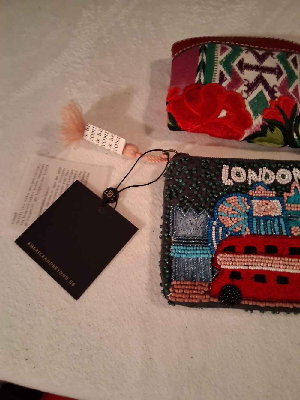 Beaded London Coin Purse - Red and Blue